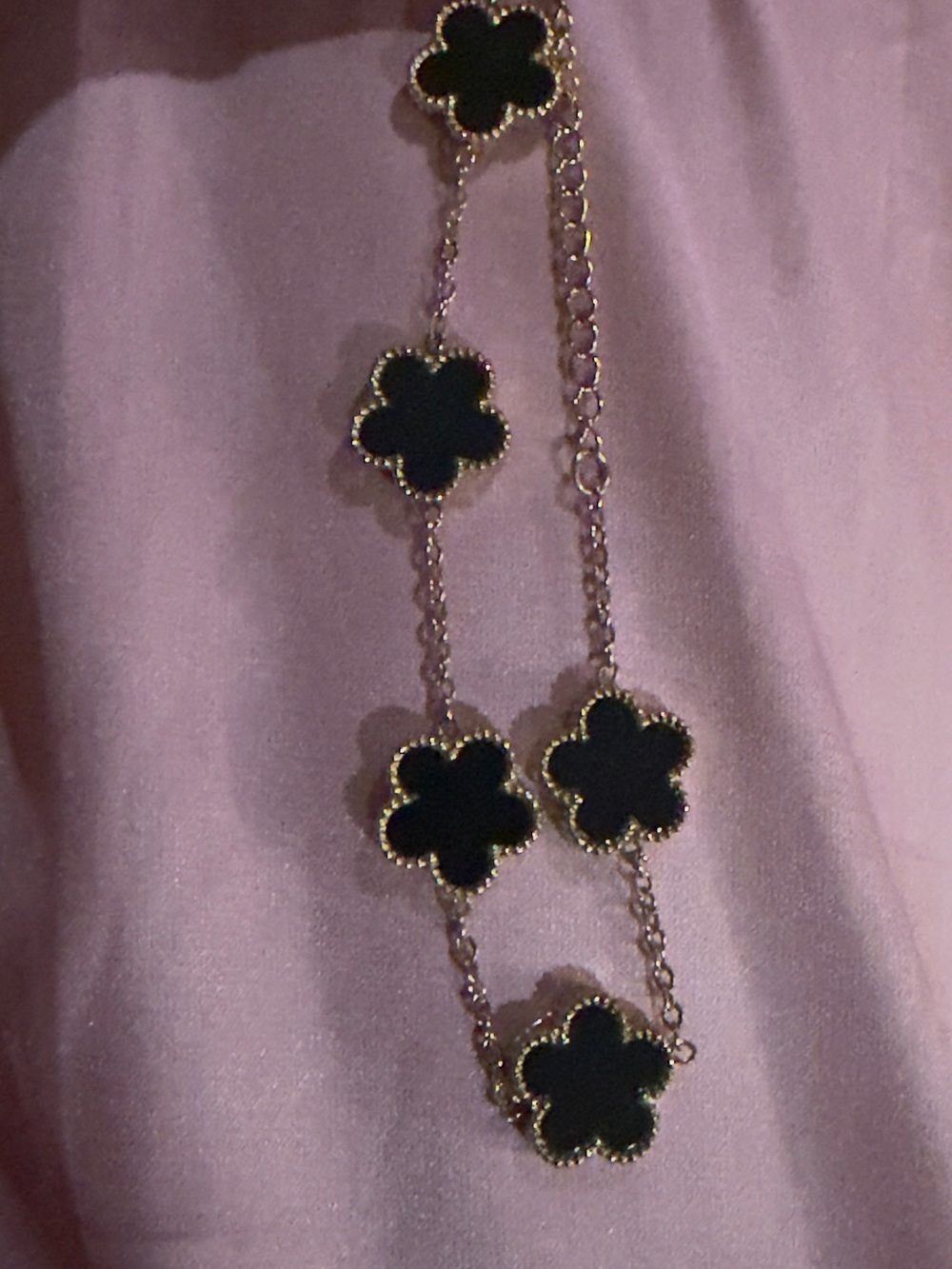 Black Clover Motif Gold-Trim Bracelet - Women's Jewelry